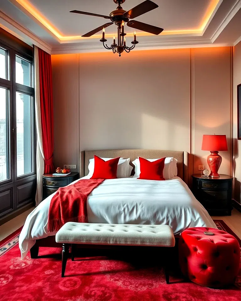 subtle red bedroom accents