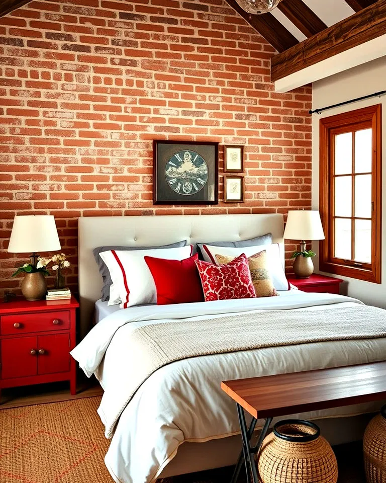 rustic red bedroom accents