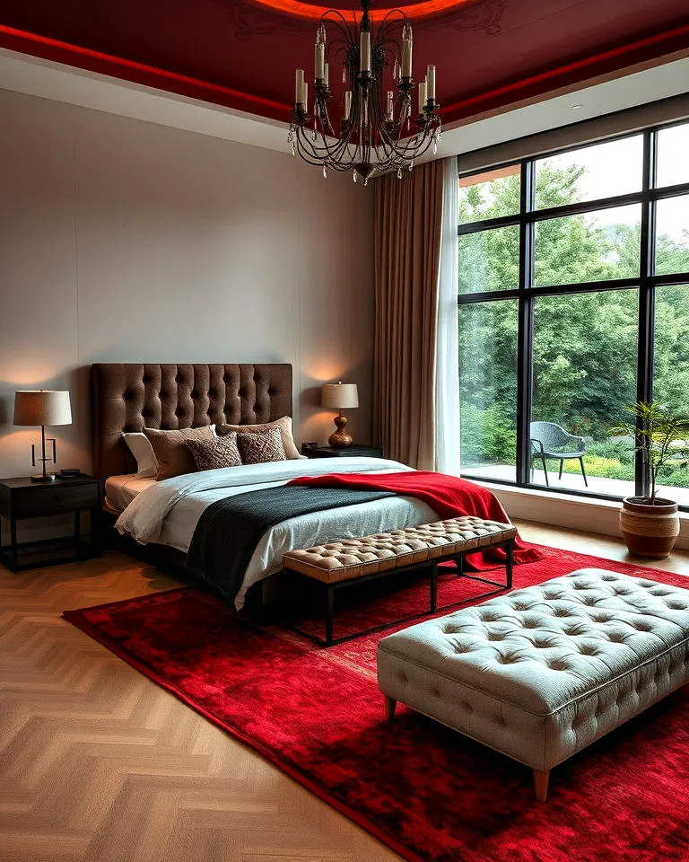 red area rug in bedroom