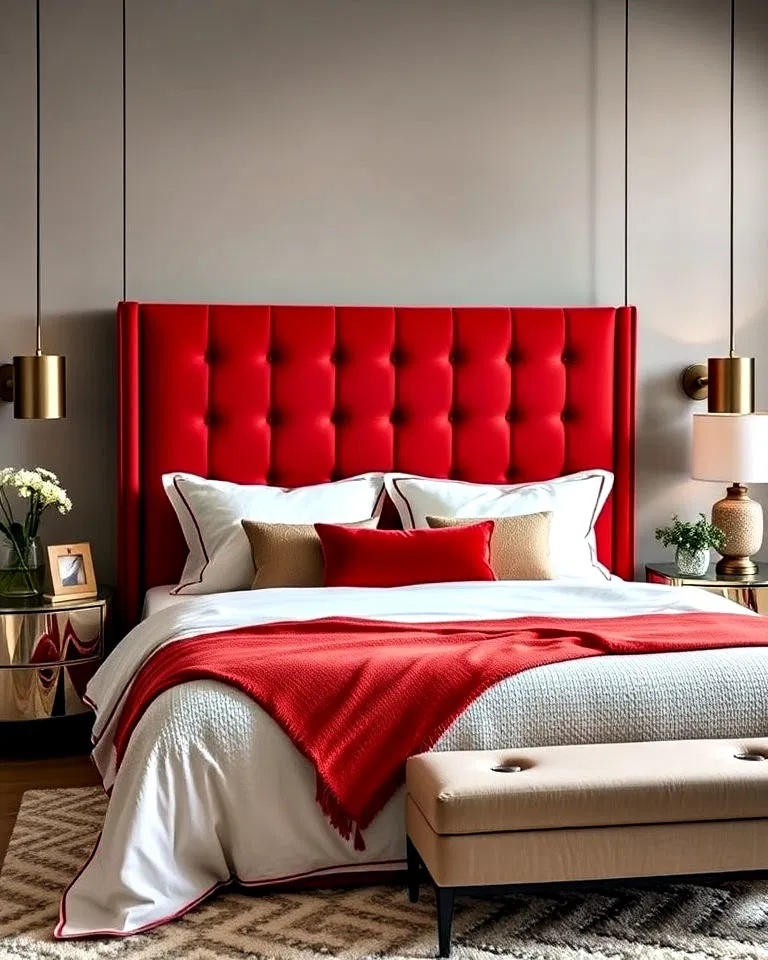 red statement headboard