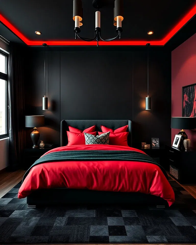 red and black bedroom design