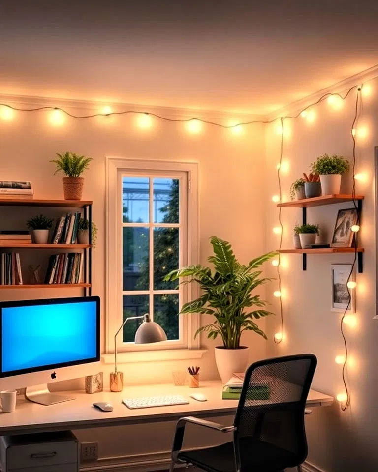 decorate the office with string lights