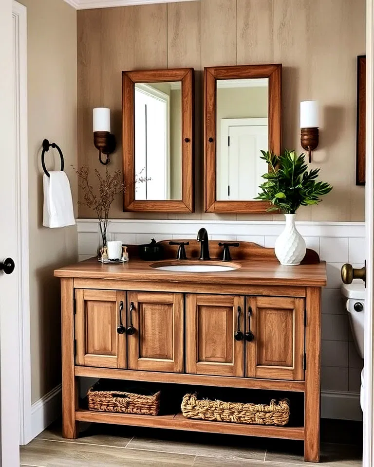 distressed wood vanity