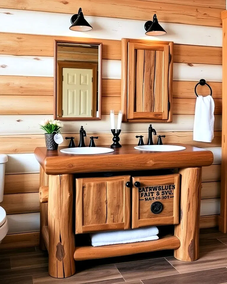log cabin style vanity