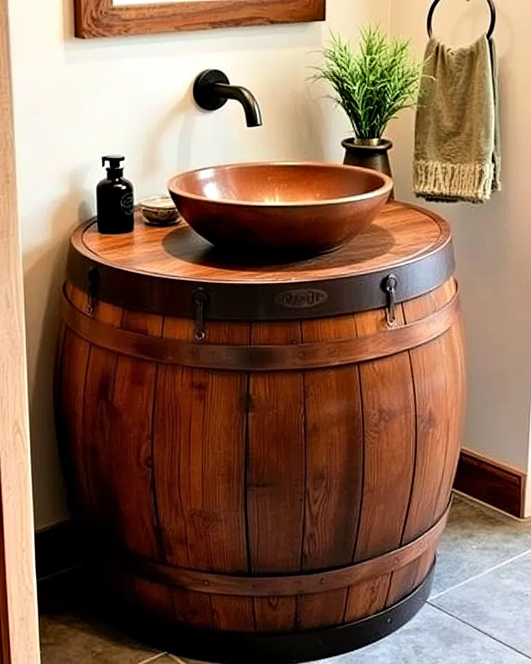 barrel sink vanity