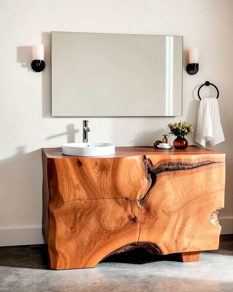 live edge wood vanity