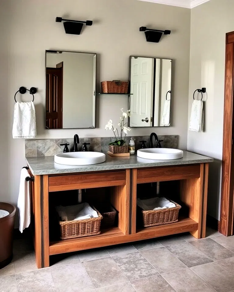 double sink rustic vanity