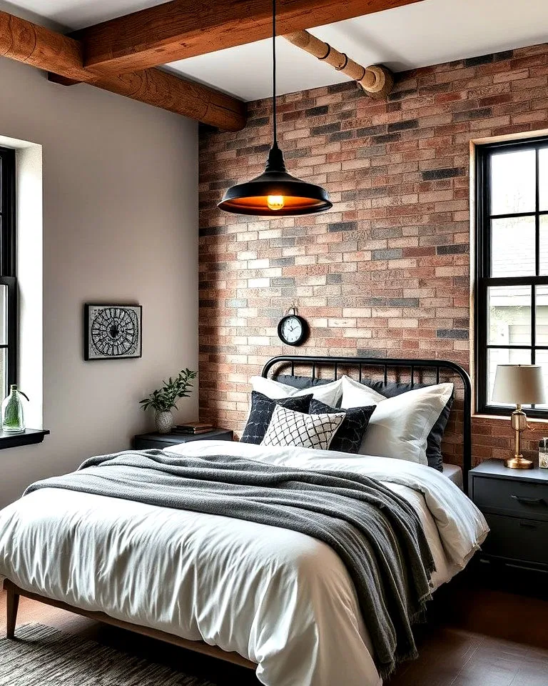 factory style pendant lights for an industrial bedroom