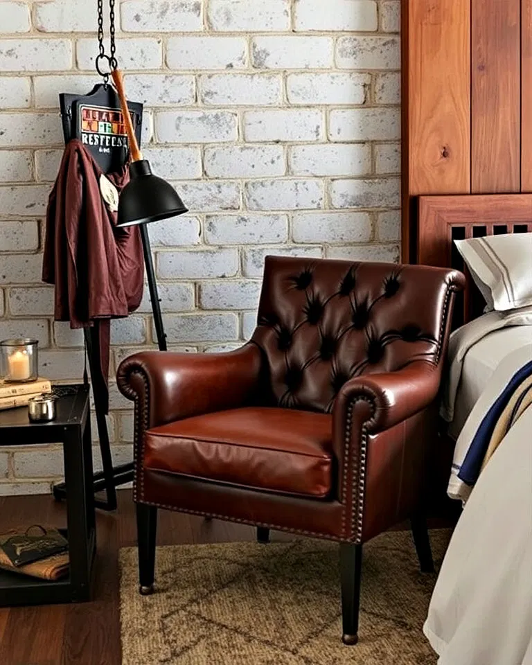 leather armchair for a masculine bedroom