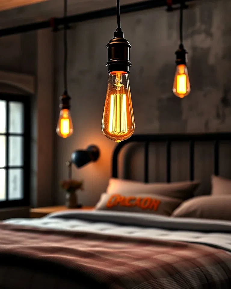 edison bulbs for vintage industrial bedroom lighting