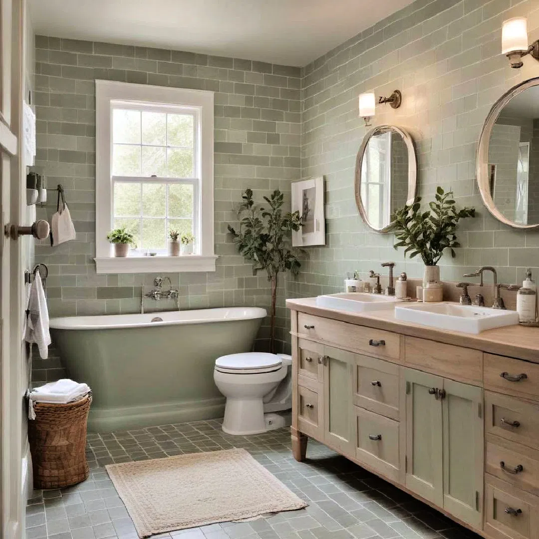serene sage green bathroom