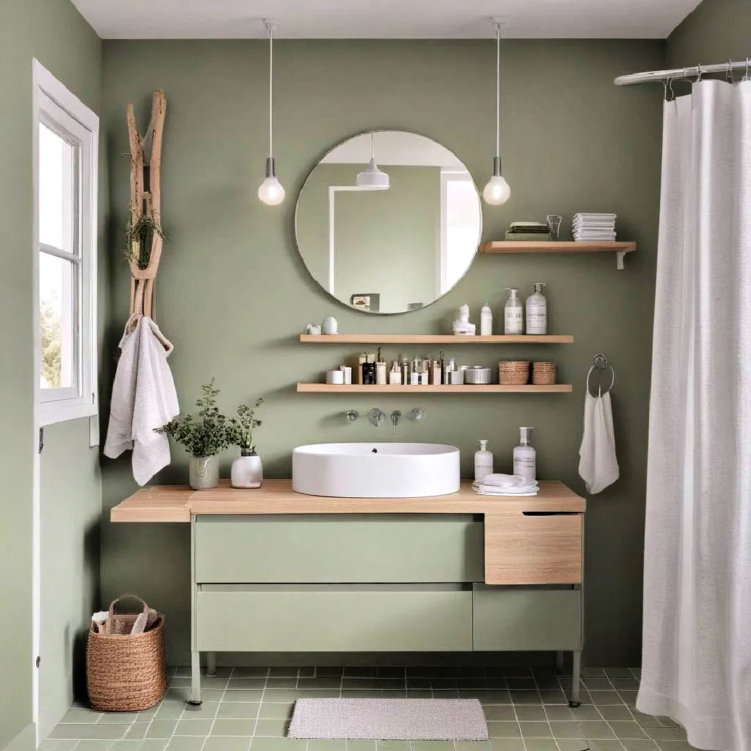 scandinavian sage green bathroom