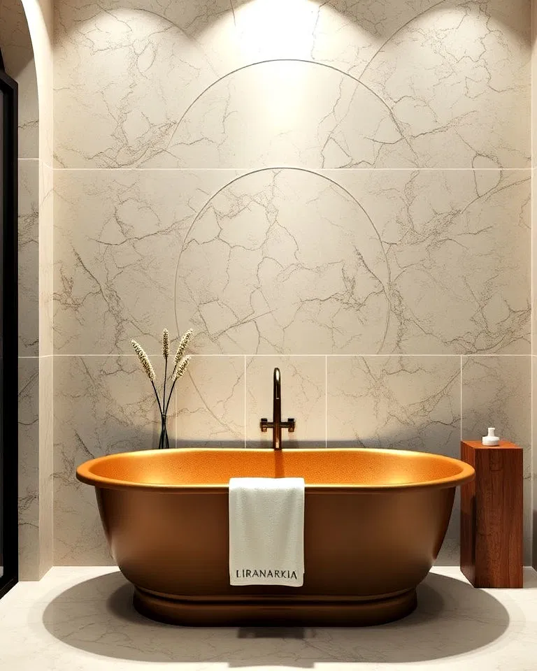 venetian plaster bathroom accent wall