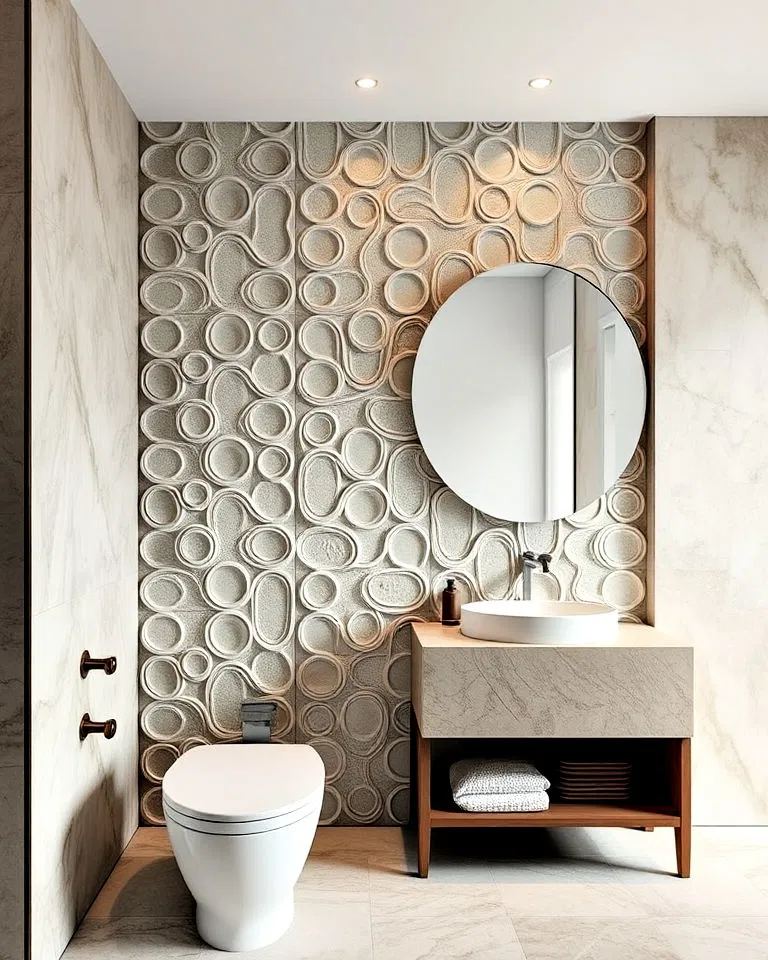 sculptural wall tiles bathroom accent wall