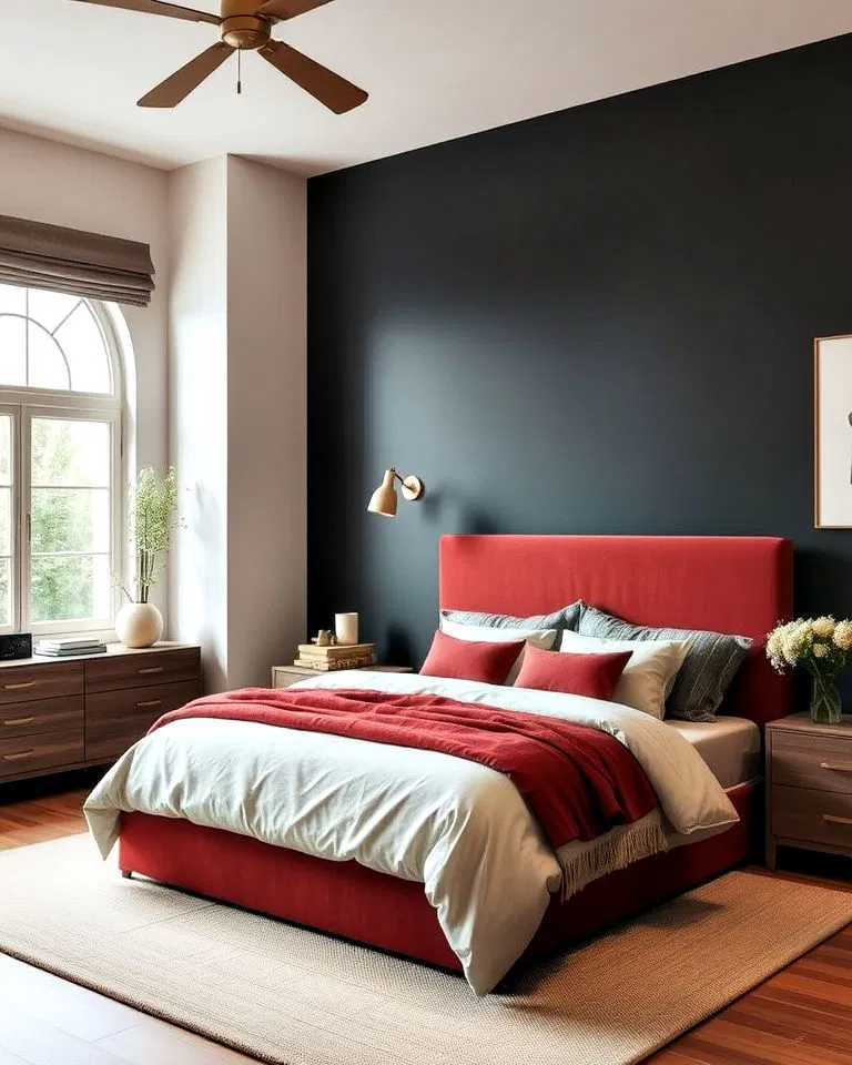 bold accent wall bedroom