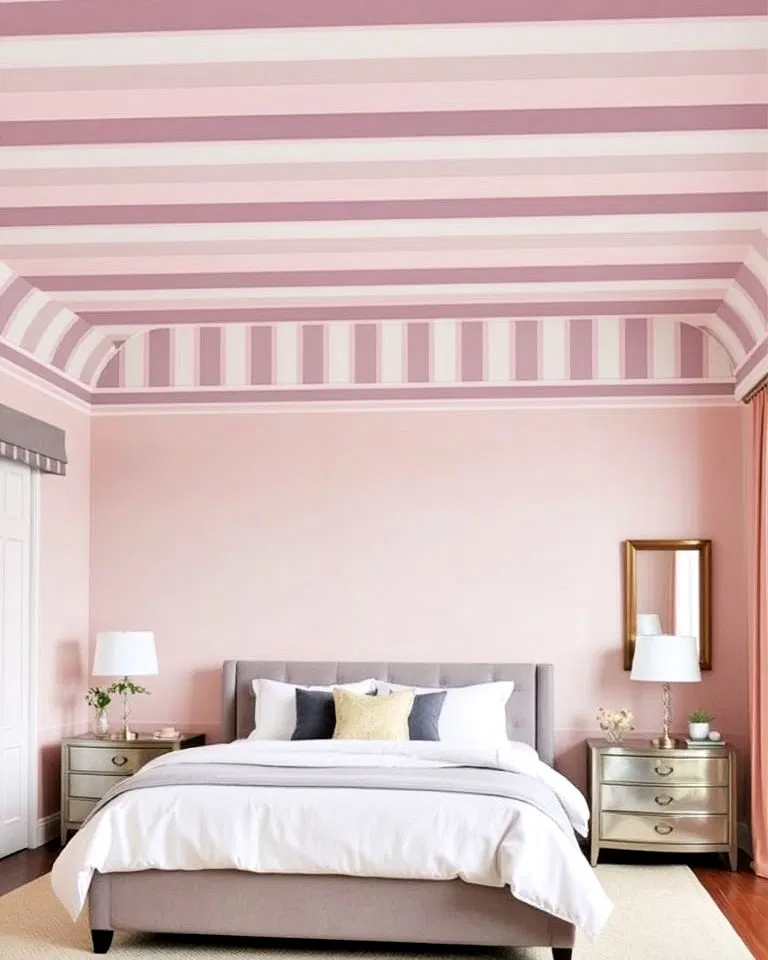 striped ceiling extension for bedroom