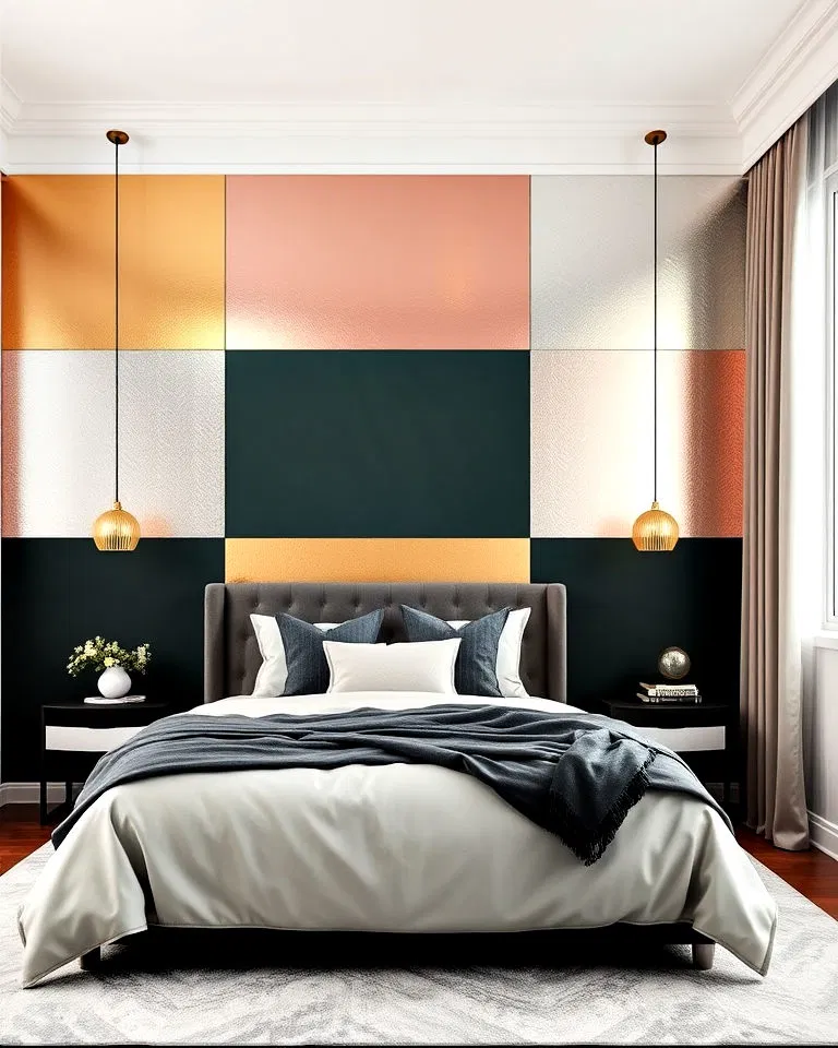 metallic color block wall painting