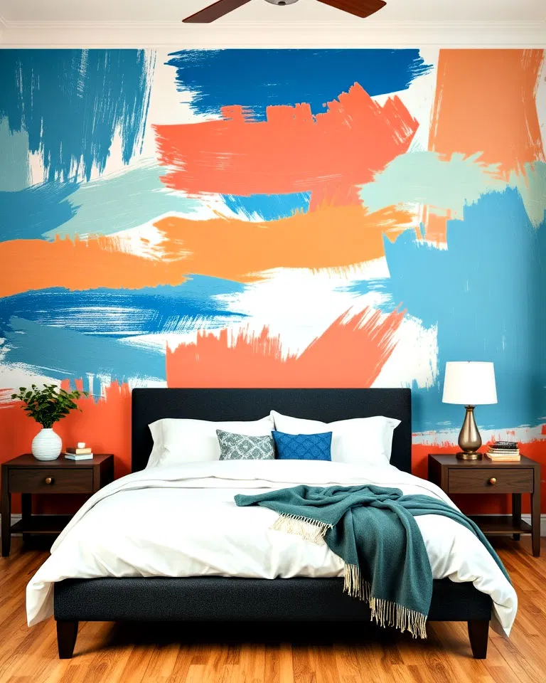 brush stroke accent bedroom wall painting