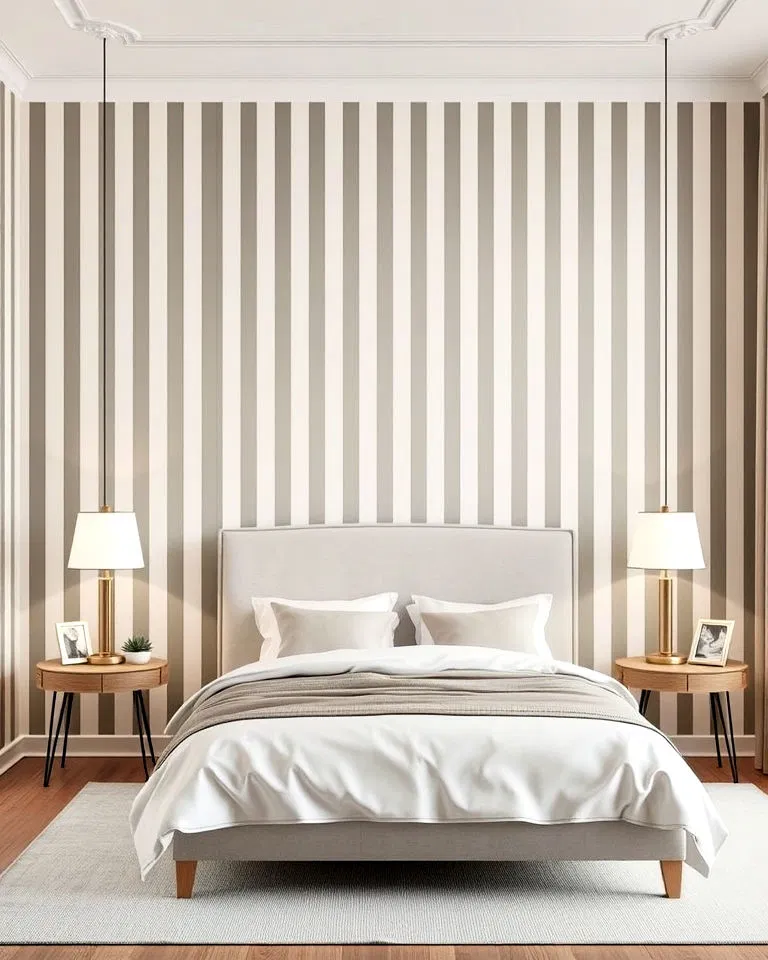 classic stripes wallpaper bedroom
