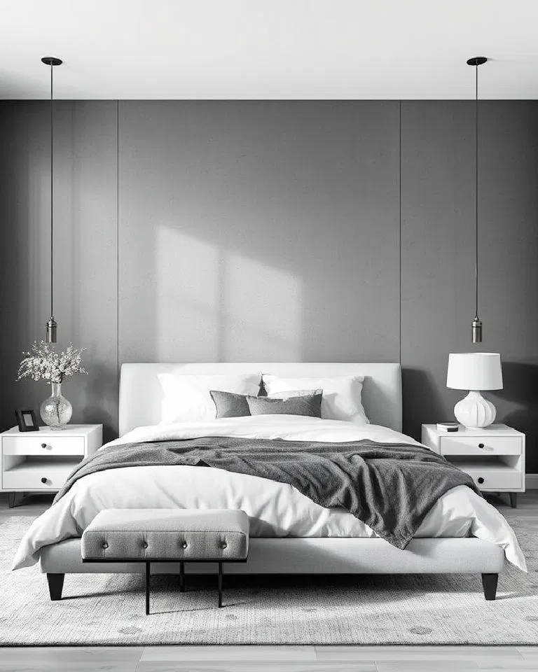 minimalist monochrome wallpaper bedroom