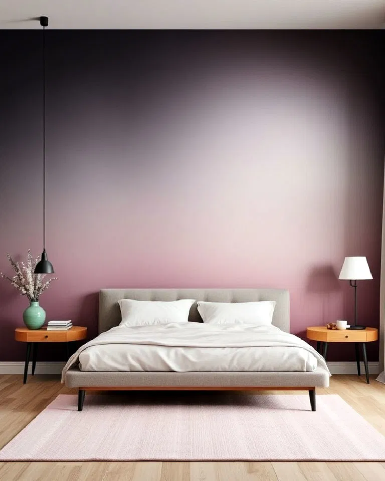 modern ombre wallpaper bedroom