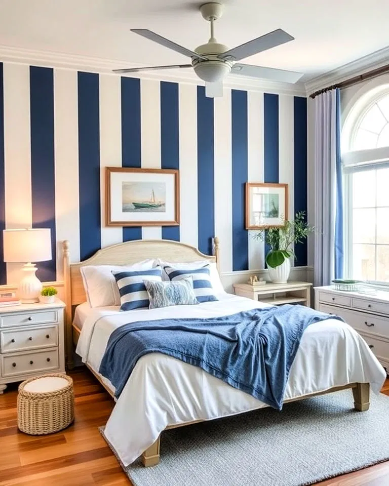 coastal inspired stripes wallpaper
