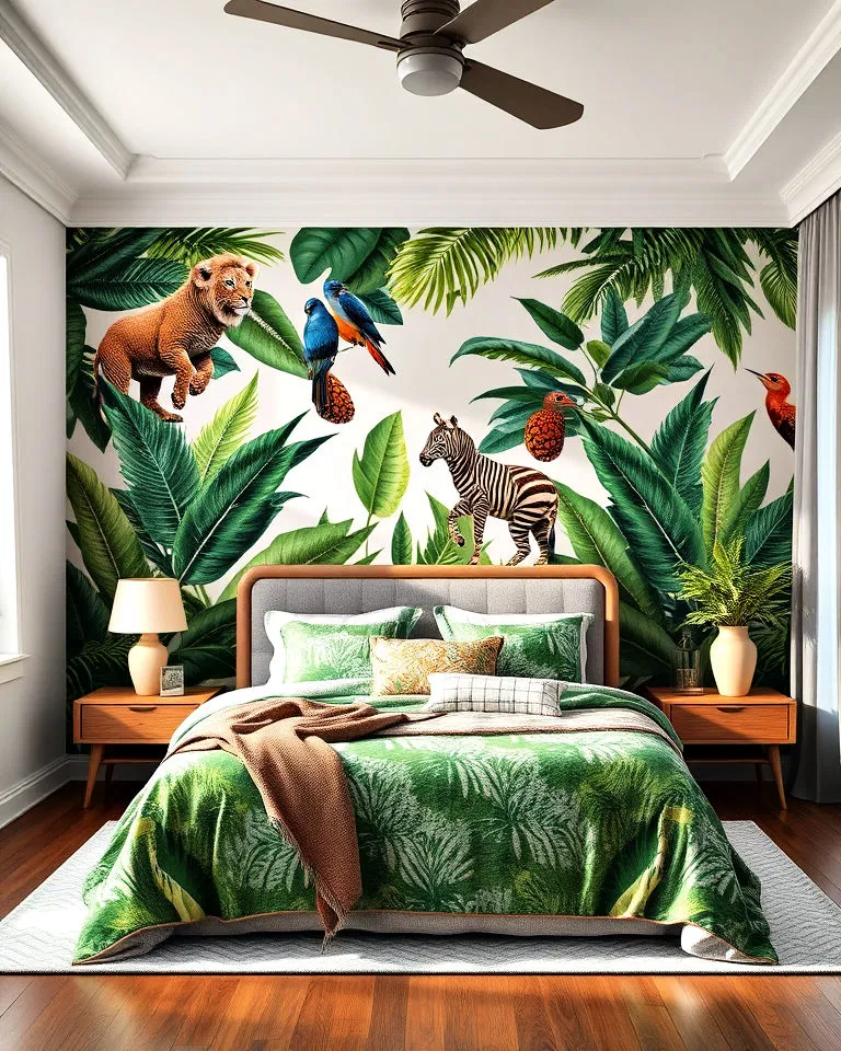 jungle themed wallpaper bedroom