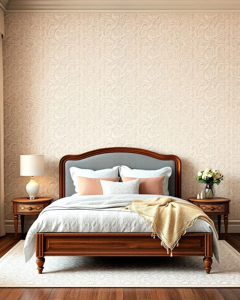 lace patterned wallpaper bedroom