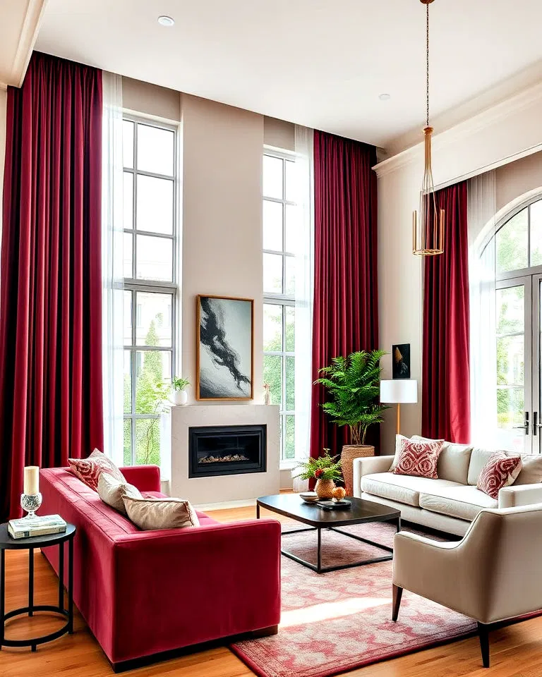 floor to ceiling velvet drapes