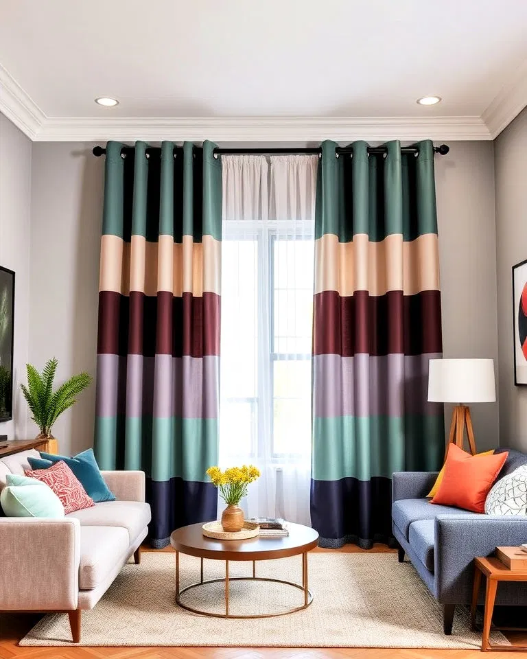 bold color block curtains