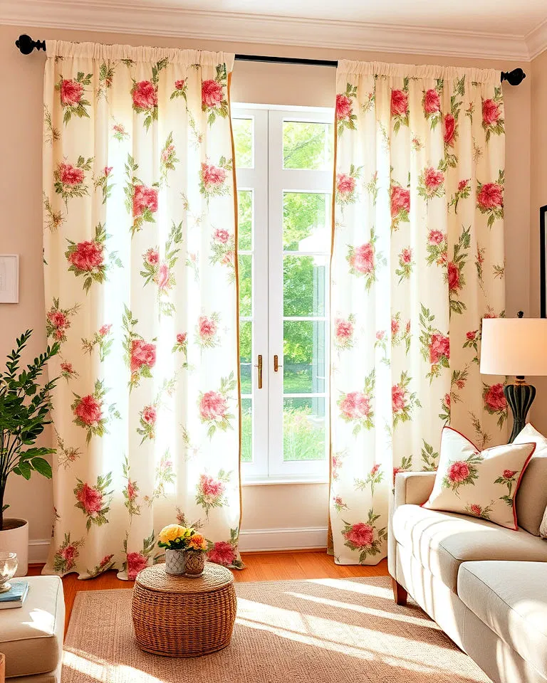 floral print curtains