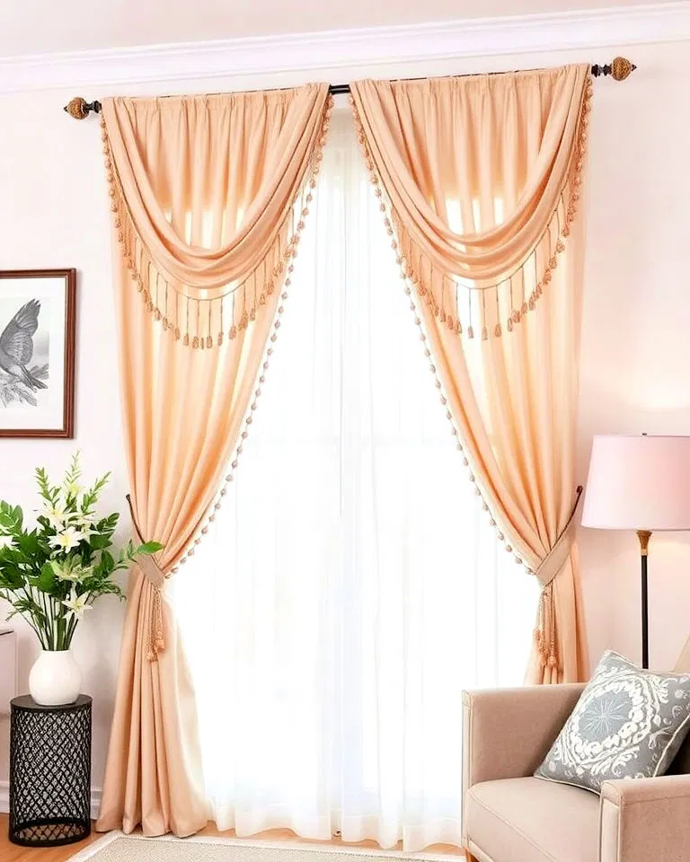 window scarves with embellishments