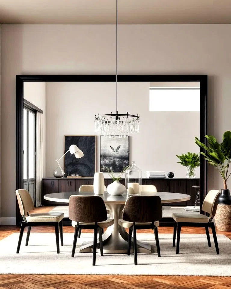 large dark framed mirrors