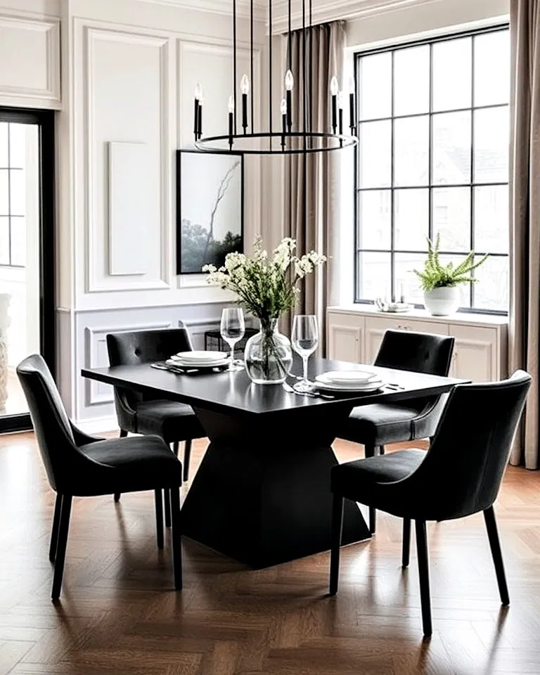 bold black dining table