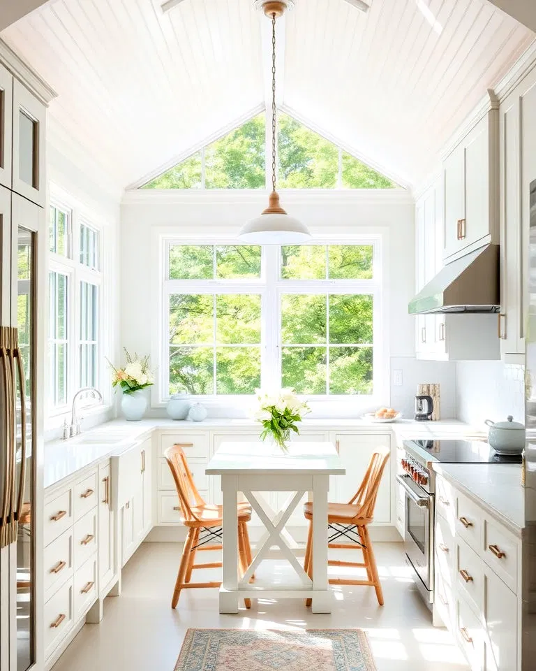 bright white sunroom kitchen