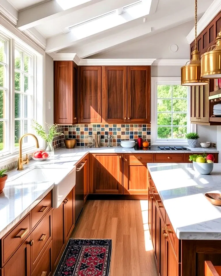 eclectic sunroom kitchen with mixed materials