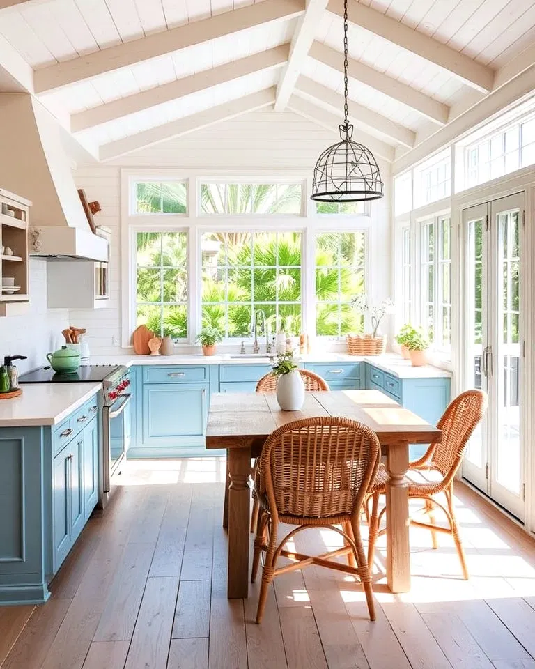 coastal themed sunroom kitchen