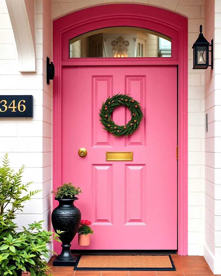 cheerful peony pink front door