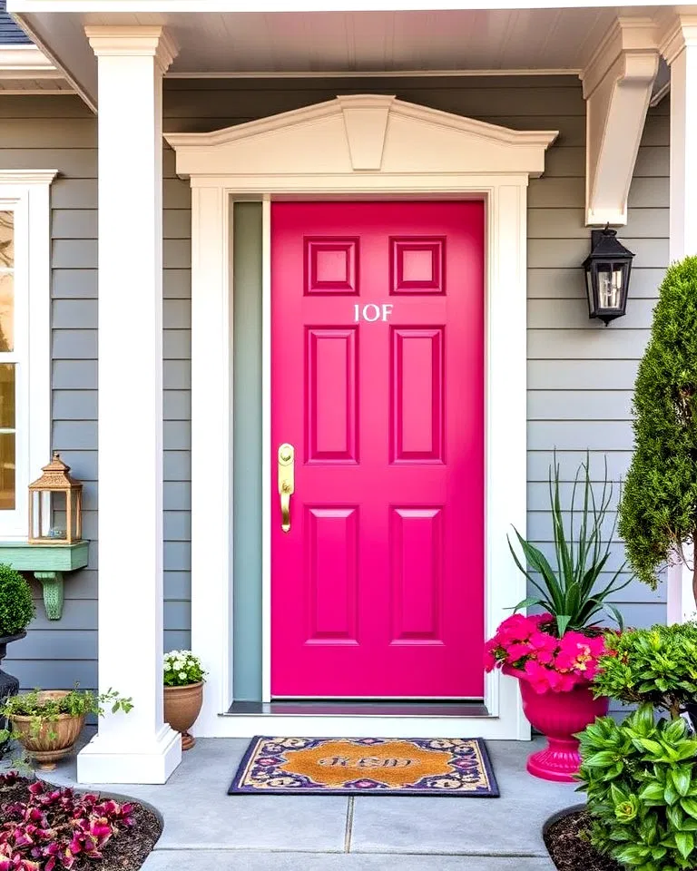 vibrant fuchsia front door
