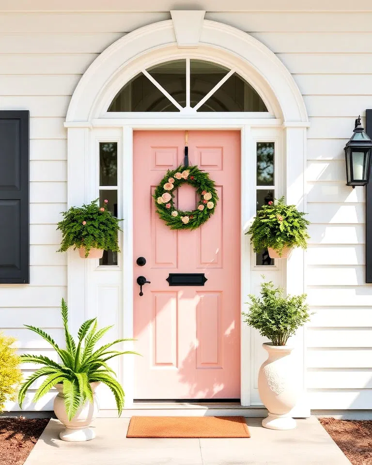 soft rose pink front door