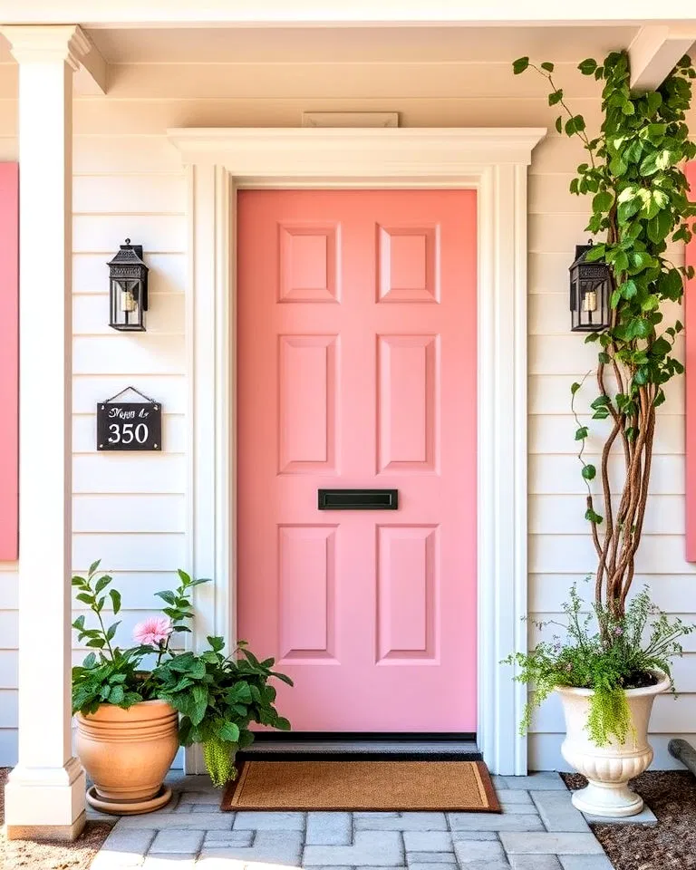 delicate powder pink front door