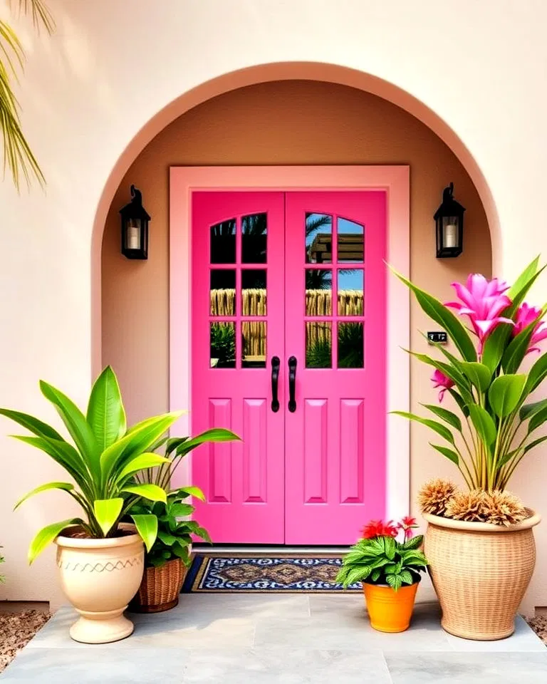 tropical pink front door