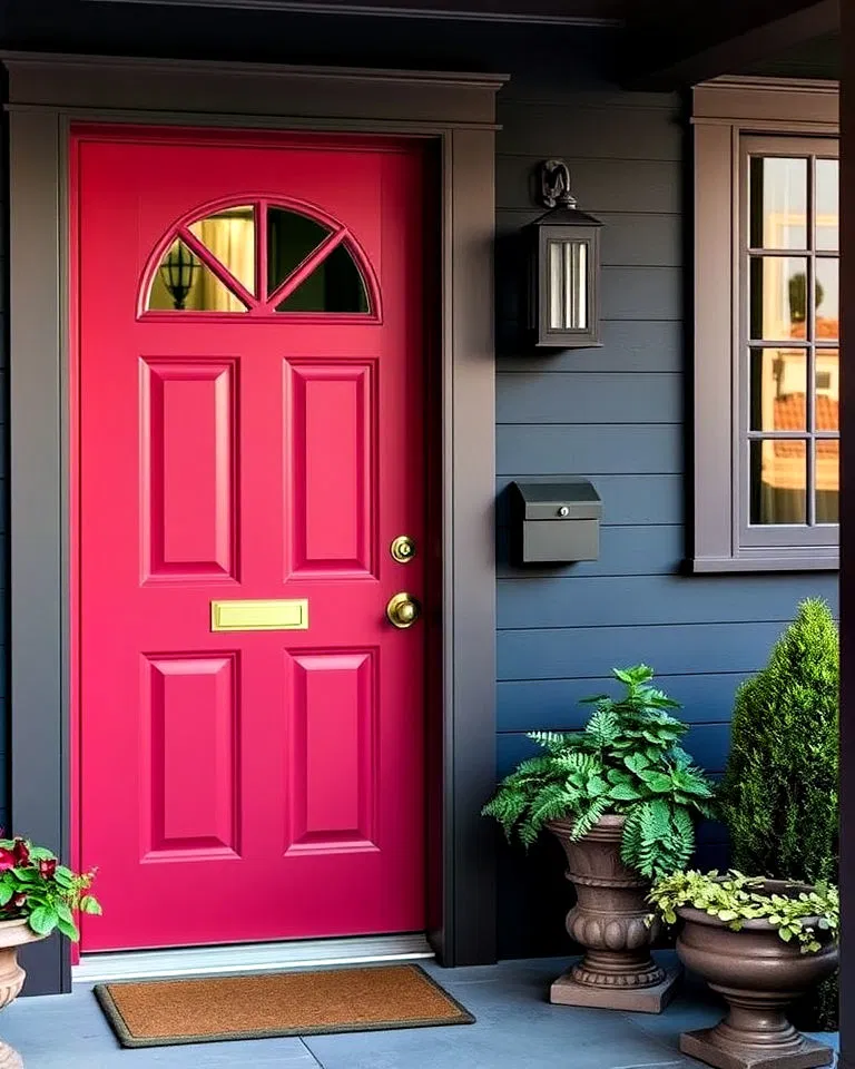 sophisticated cranberry pink front door