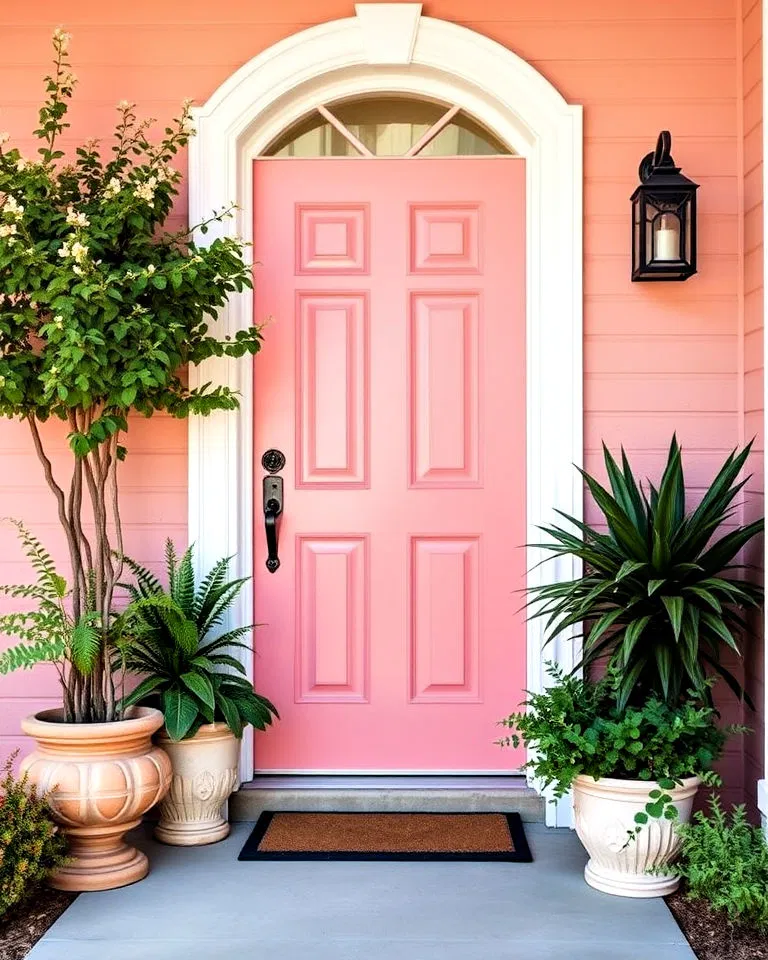 warm coral blush front door