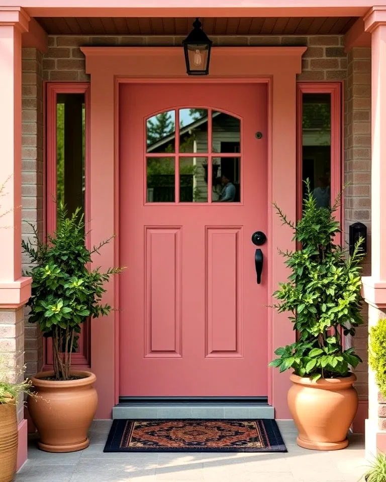 soft muted salmon pink front door