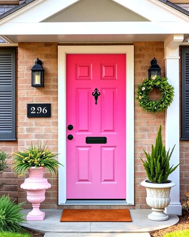 artistic pink ombre front door