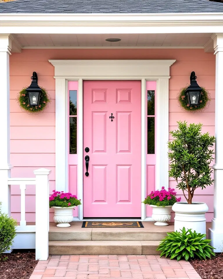 classic pink and white front door