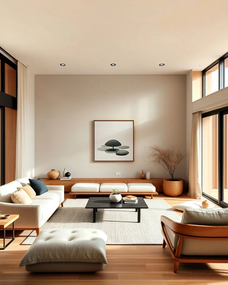 Neutral color palette in Japandi design