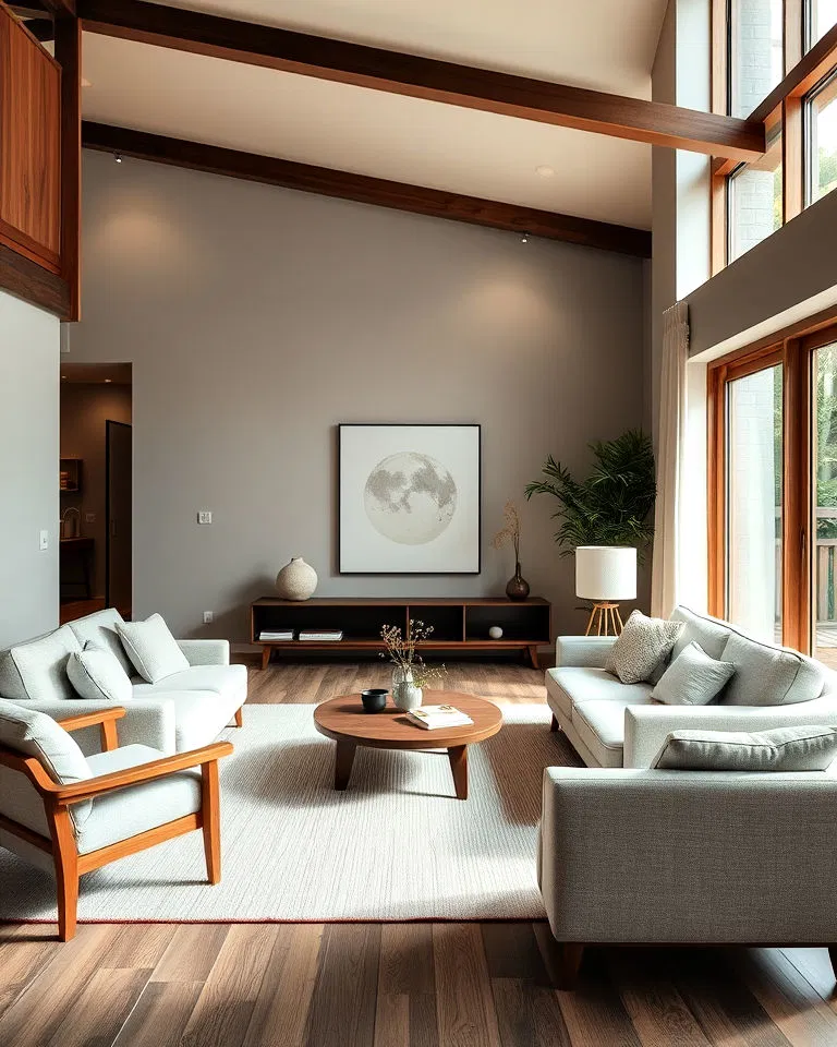 Minimalist sofas and chairs in Japandi interiors