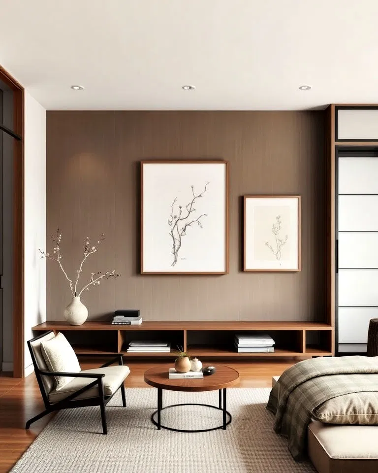 Subtle wall art in Japandi interiors